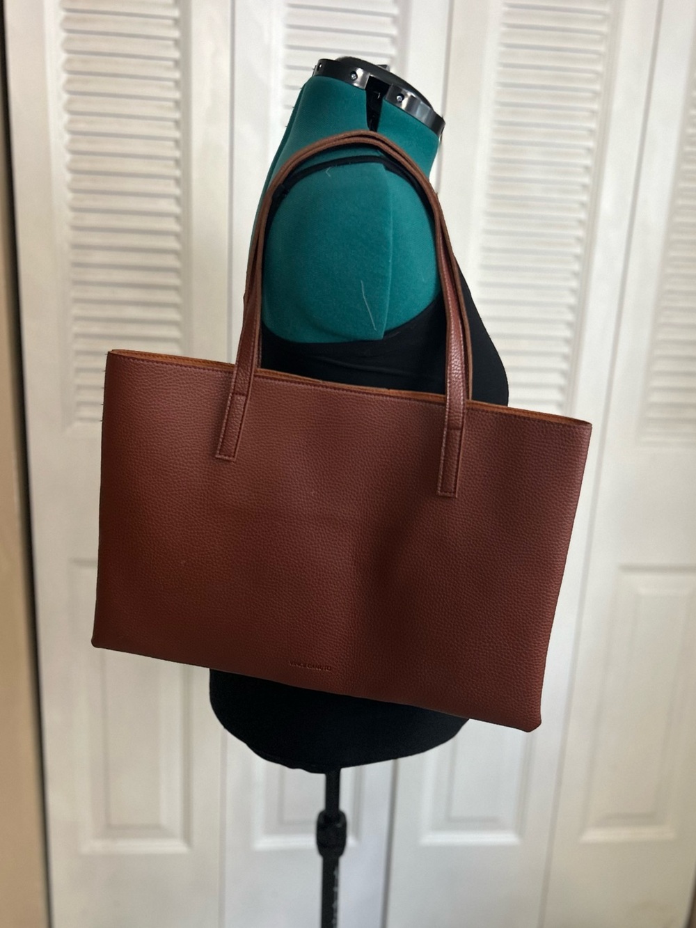 Vince Camuto Brown Pebbled Tote Laptop Bag Large Minimalist Work Tote